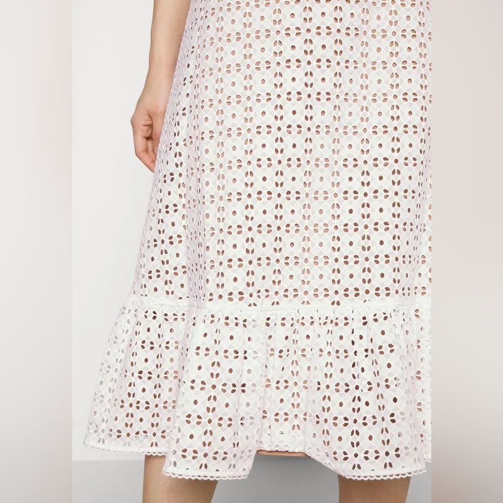 NWT MICHAEL MICHAEL KORS Eyelet Ruffled White Midi Skirt Cottagecore, size 12 - Picture 2 of 15